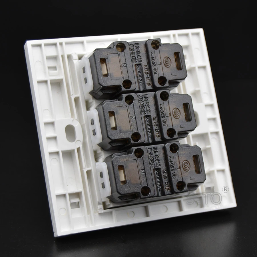 SeTo 86 Type Three Ports 10A250V Two Hole Power Socket Wall Plate Keystone Faceplate | Обустройство дома