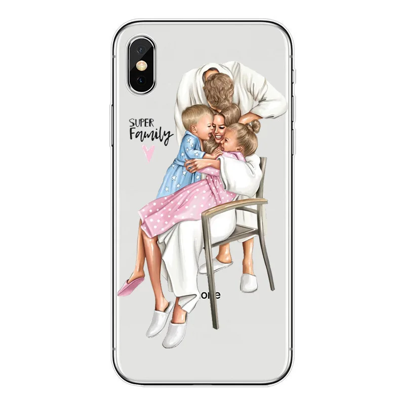 Модный чехол для телефона черного и коричневого цвета волос малыша мамы Girl Apple