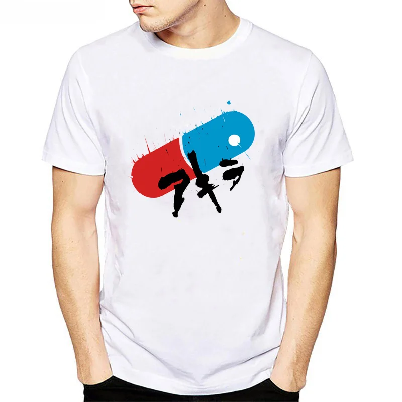 Akira Synthwave T-shirt Men 2019 New Arrivals Tshirt Fashion White High Quality Japanese Anime T Shirt Male Funny Top Tees | Мужская