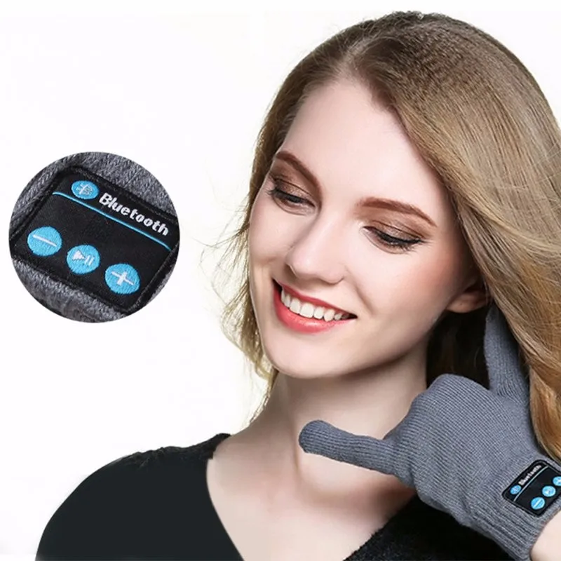 Модные теплые зимние перчатки для сенсорного экрана Bluetooth разговора гарнитура