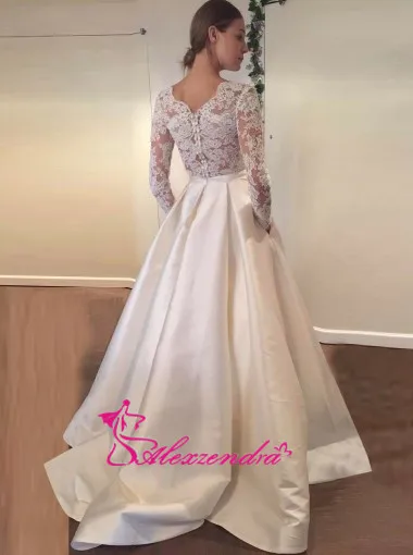 

Alexzendra Ball Gown Vintage Lace Wedding Dress 2019 Customize Long Sleeves Illusion Back Bridal Gown Plus Size vestido de novia