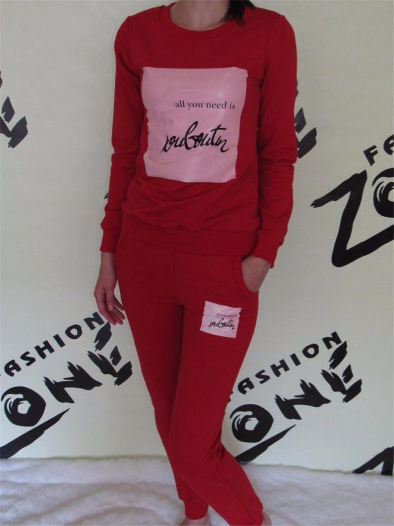 Одежда спортивная 2 шт. Женщины Бренд Спортивный Костюм Толстовка И Брюки