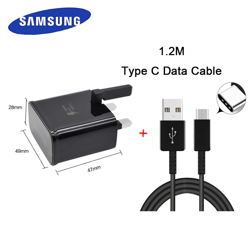 Samsung Type C USB быстрая зарядка для Galaxy S8 + S8P S9 S9P Note8 с 1 2 M адаптивный кабель передачи