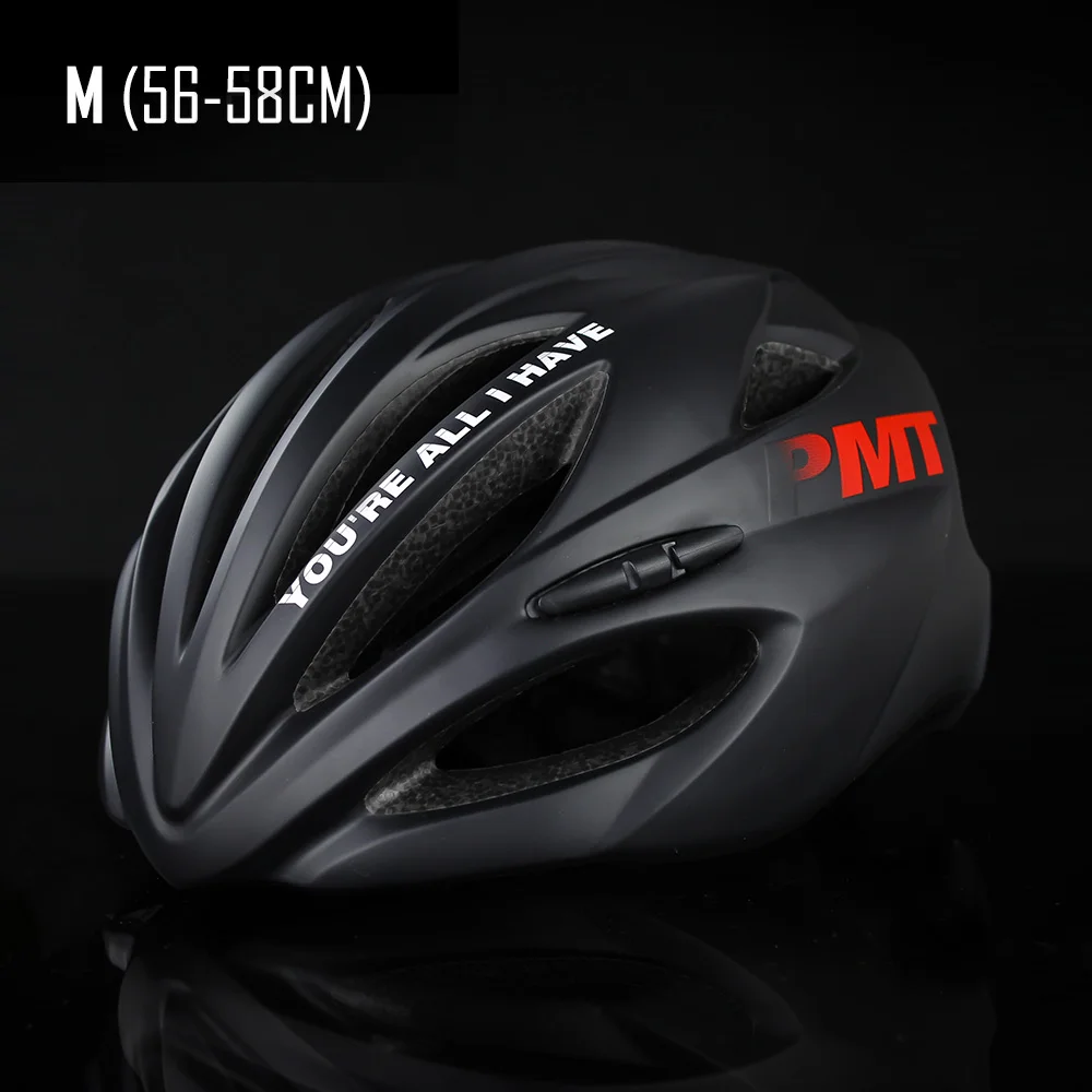M Black PMT Сверхлегкий гоночный MTB велосипедный защитный велосипедный шлем горный велосипед внедорожный EPS цельно литой BMX спортивный супер шлем - Цвет: M Black
