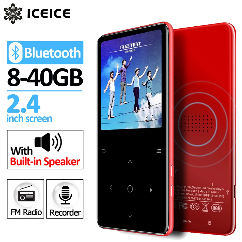 ICEICE новейший MP3-плеер с Bluetooth динамиком сенсорными клавишами и встроенным 8 Гб 16 г HiFi портативный Walkman с радио/FM/запись