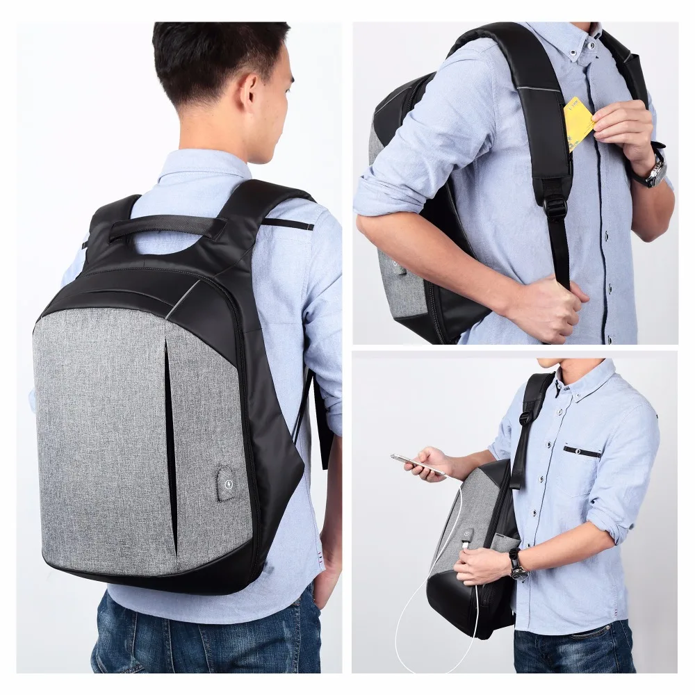 BISON DENIM 15 &quotрюкзак для ноутбука Внешний USB зарядка Компьютерные рюкзаки
