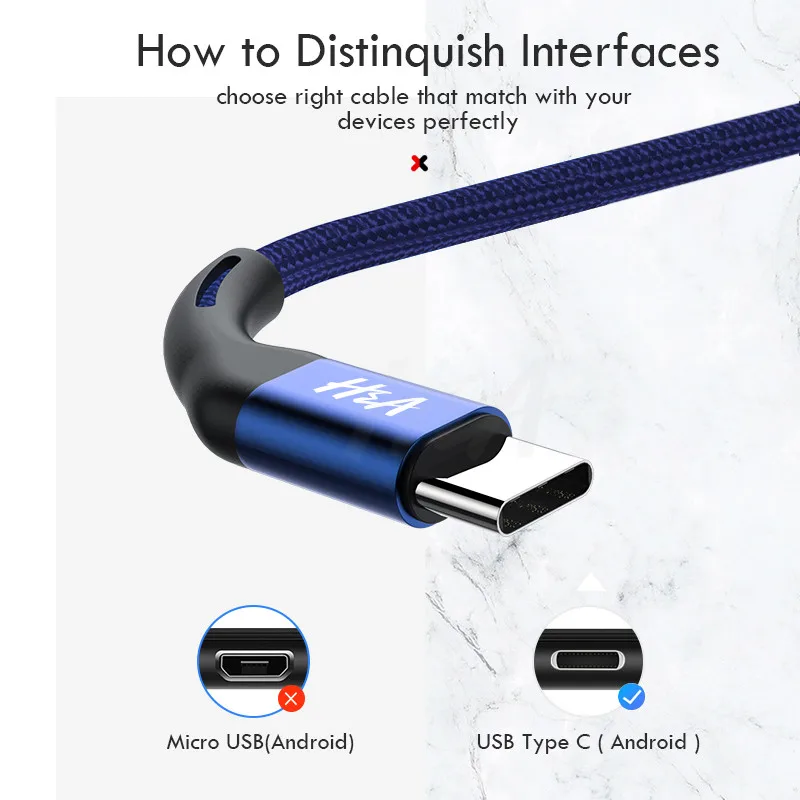 H& A 3A usb type C кабель для быстрой зарядки usb c кабель для передачи данных type-c зарядное устройство для телефона samsung S9 S8 Note 9 8 huawei P20 pocophone F1