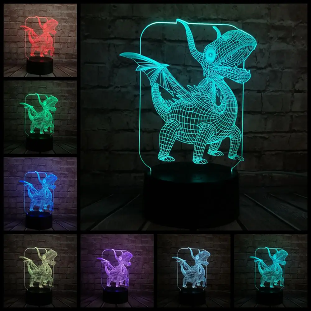 Новинка 2019 Птерозавр динозавр рога дракона лампа 3D USB СВЕТОДИОДНЫЙ Ночник