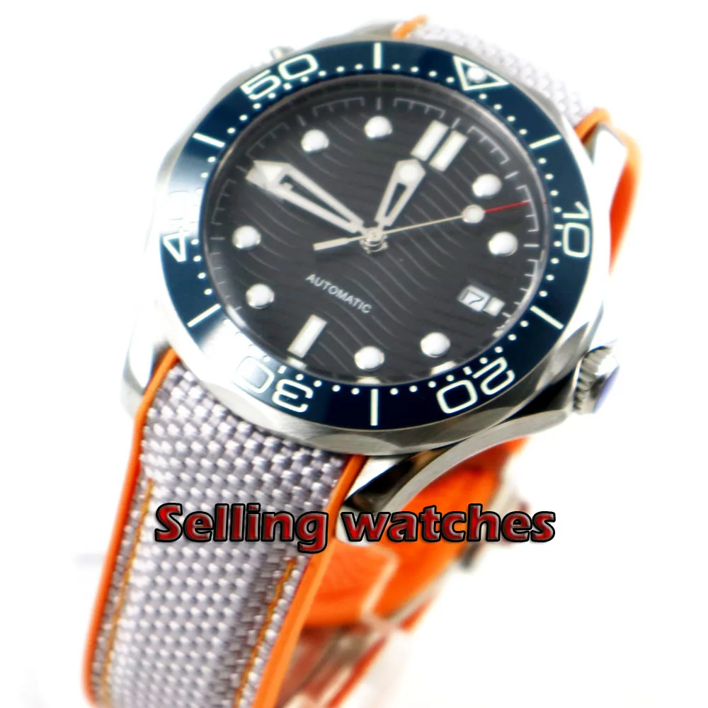 Роскошные мужские часы 41 мм темно-синий черный циферблат Супер Светящиеся стекла