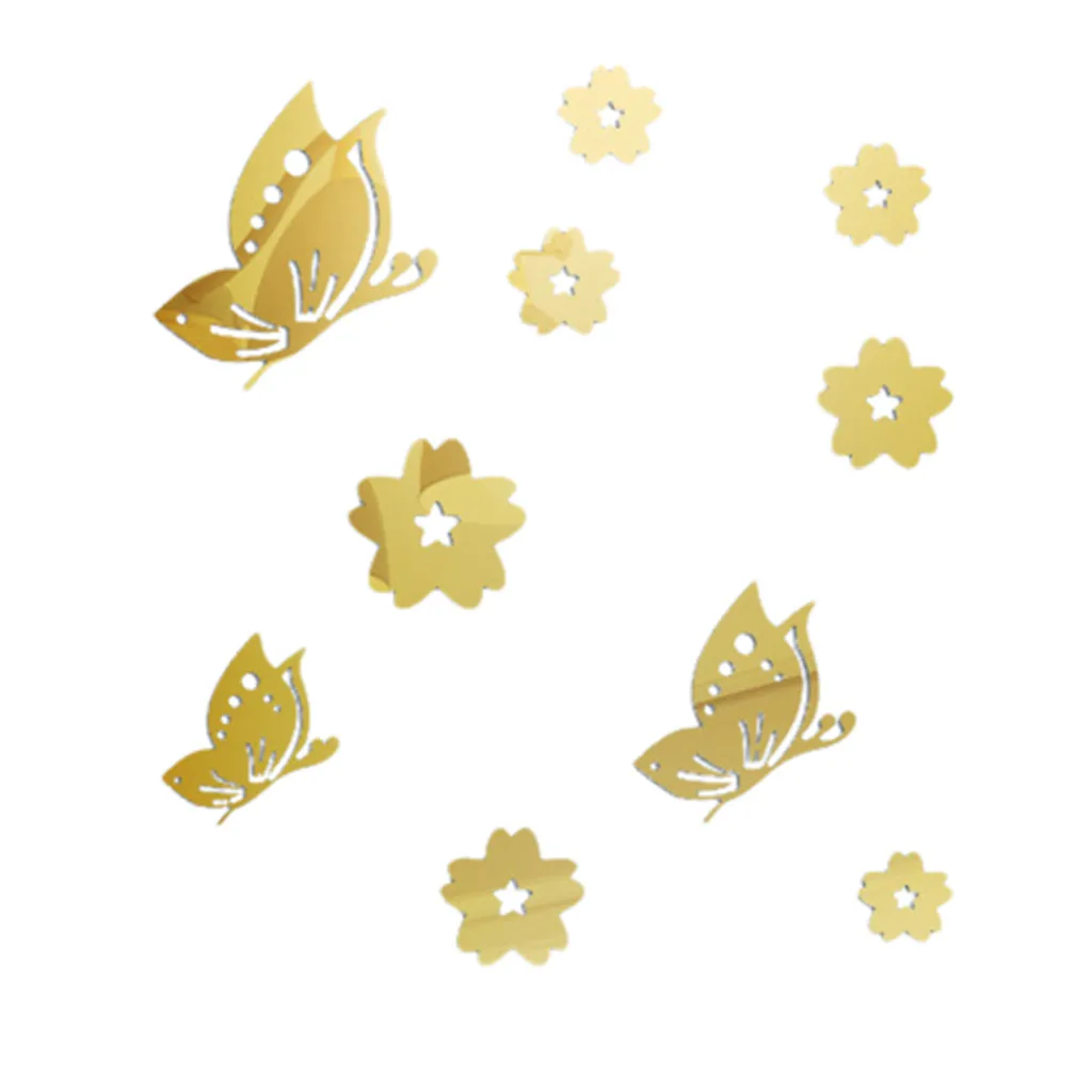 Acrylic wall Mirror sticker 3D Butterfly Combination Effect Wall Sticker Decal Home Decor maison Stickers 3d F451222 | Дом и сад