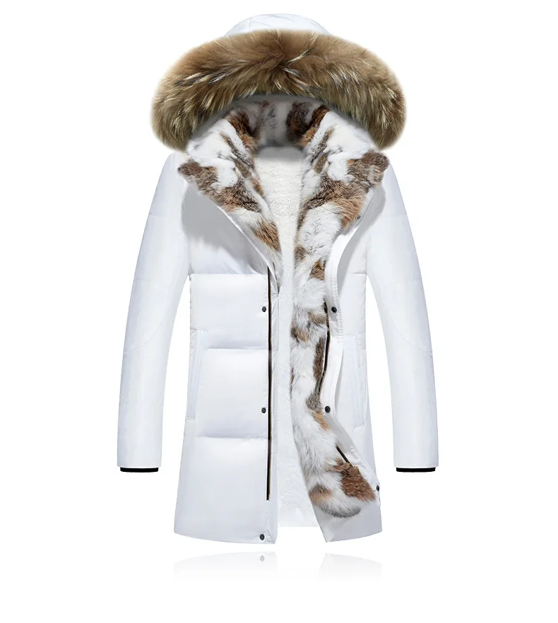 Мужской теплый пуховик с воротником из меха кролика размеры до 5XL|snow men jacket|winter