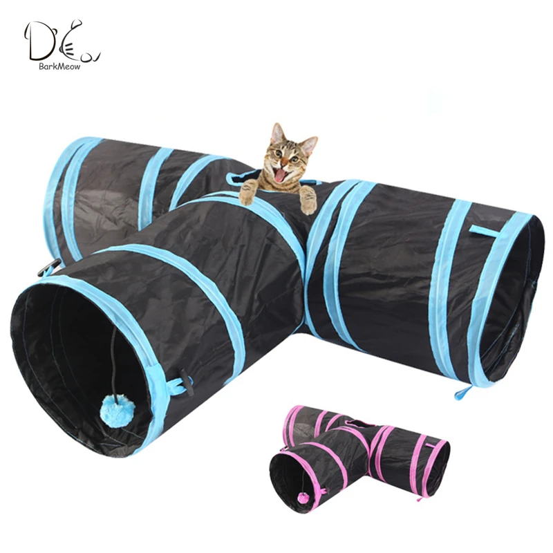BarkMeow Pet Cat водостойкая ткань складной три игрушки в форме туннеля Длина 78 см для