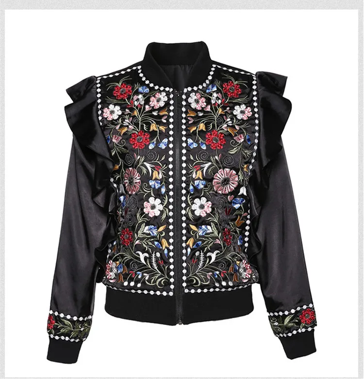 2017 Осень бейсбольная форма куртка уличная Черный Вышивка Винтаж Ретро верхняя