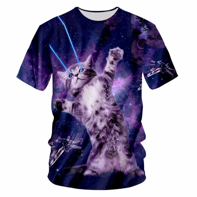 OGKB фиолетовые футболки для мужчин новые летние топы Забавный Принт Галактика