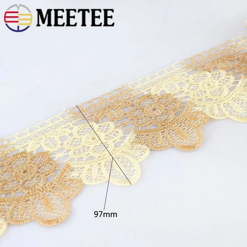 MEETEE 10 м/лот 9 7 см широкая Полиэстеровая кружевная отделка Бежевая Одежда ткань
