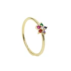 Кольцо с разноцветными цветами радуги для женщин и девушек, с минималистичным пирсингом 8 мм, кольцо для ушей золотой цвет милый