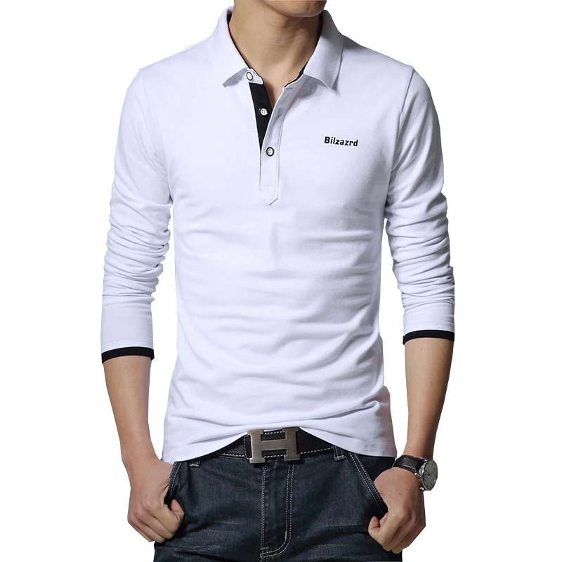Brand New Mens Polo Shirt Fashion Letter Print Long Sleeve High Quality Shirts Camisa Masculina Trend Man Polos | Мужская одежда