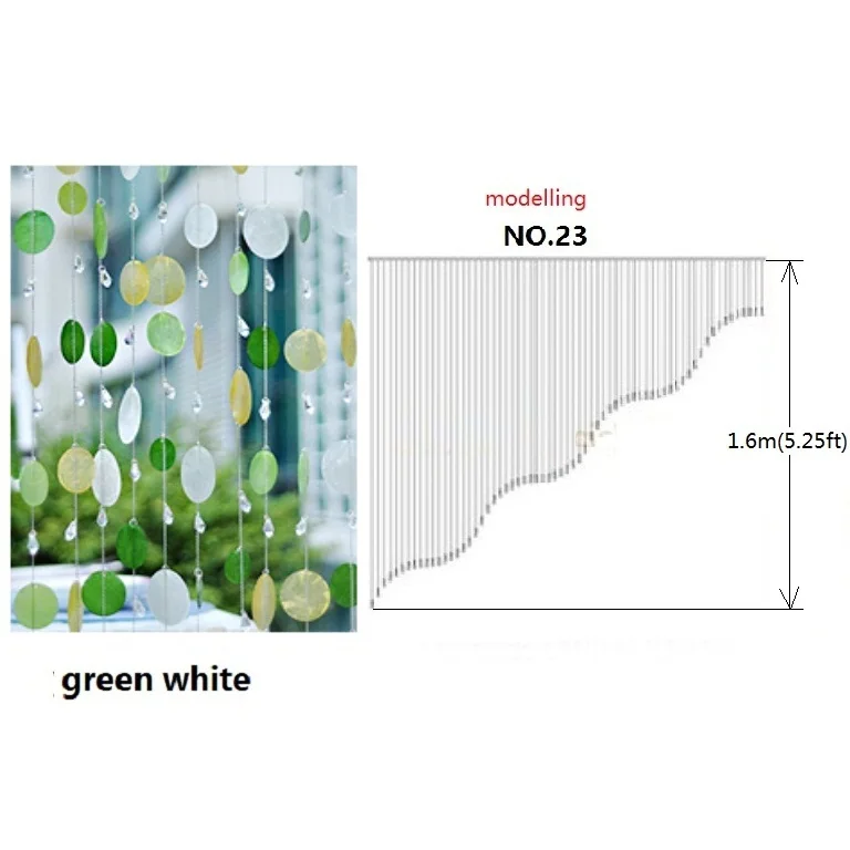 50pcs green white № 23 готовая занавеска 50 шт./лот разноцветная ракушка занавес украшенный камнями дверь занавес экран крыльцо перегородка Рождественское украшение 01 - Цвет: 50pcs green white