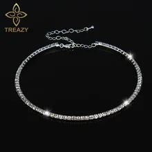 TREAZY Women Crystal Diamante 1 Row Rhinestone Necklace Wedding Bridal Party Collar Choker Chain Necklace Jewelry Gift