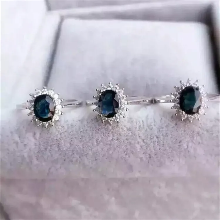 

KJJEAXCMY fine jewelry 925 Pure silver inlay natural sapphire women's beautiful ring inlay jewelry