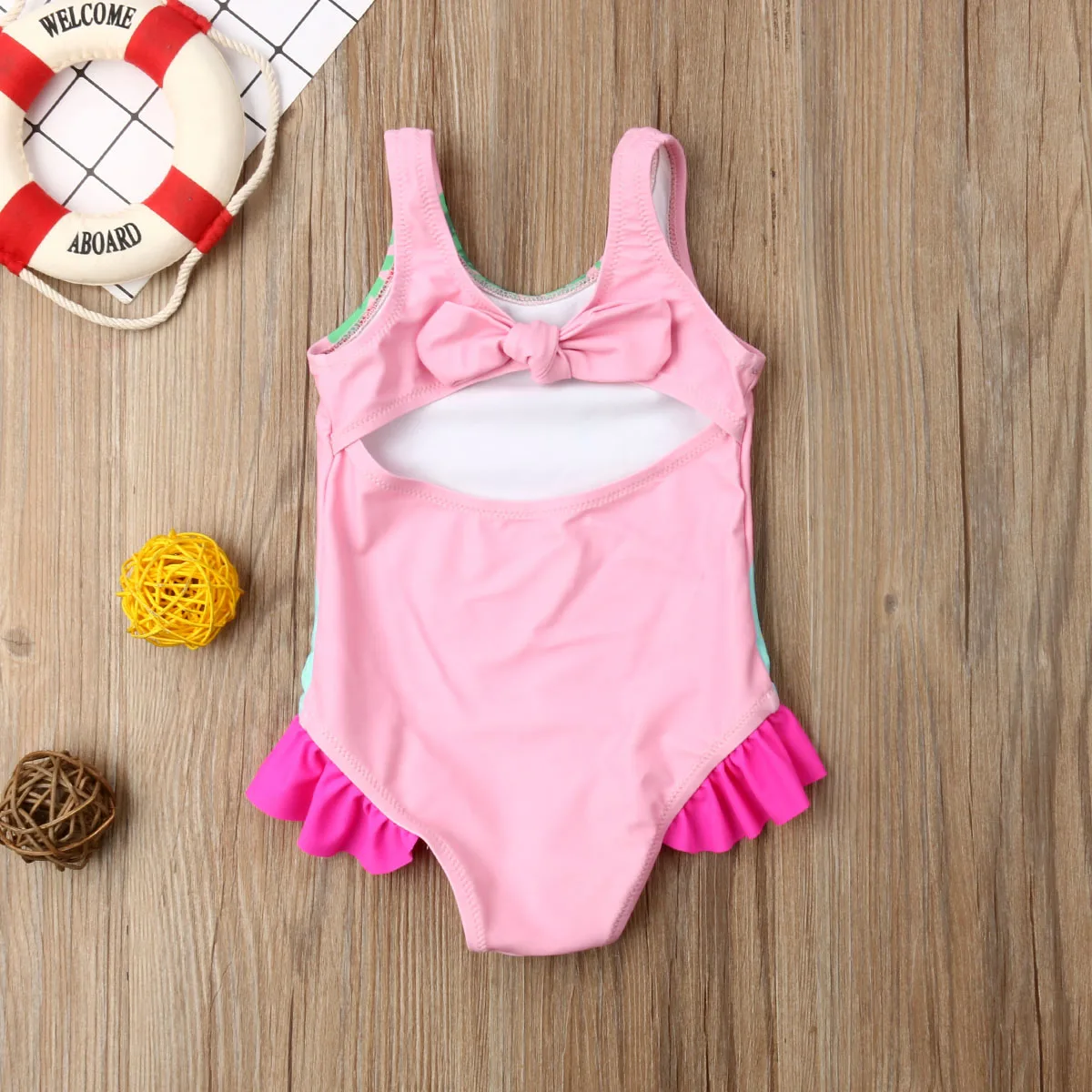 Лето 2019 брендовый купальник-бикини с цветами и попугаями для маленьких девочек