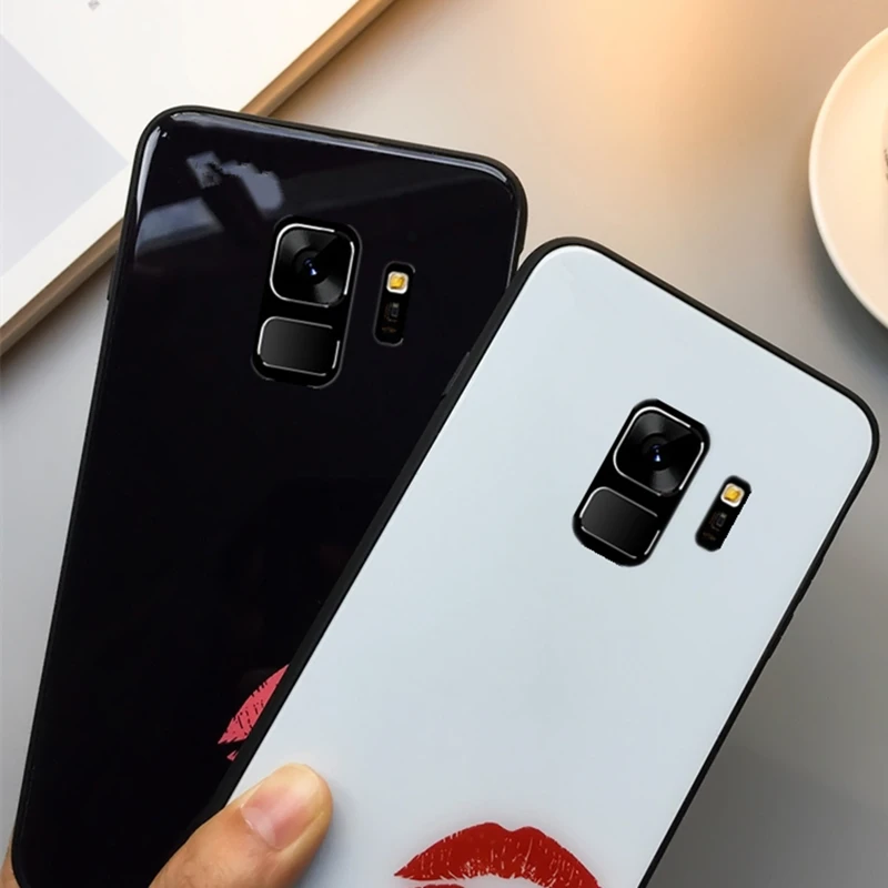 Для samsung Galaxy s10 s10e note 8 9 M10 M20 M30 A6 A7 A8 A9 j4 j6 s9 s8 плюс A20 A30 A50 A70 с принтом в виде губ стекло чехол и ремешок