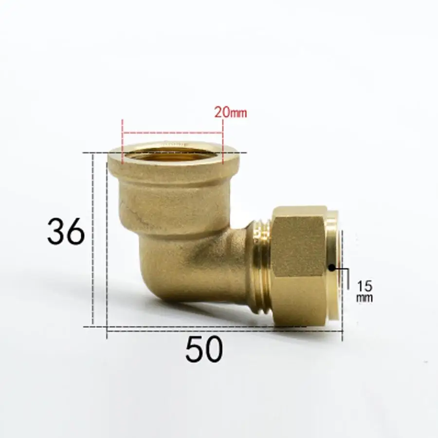 

Fit Tube OD 15m x 1/2" BSP Female Brass Elbow Compression Fitting Union Connector Water Gas Fuel