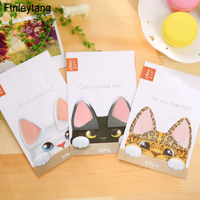 

Kawaii Stationery Cute Cartoon Cat Ears Memo Pad Sticky Notes Planner Stickers Mini Self-Adhesive N times Posted Message Office