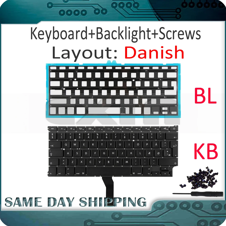 Клавиатура A1369/A1466 Датская для Apple Macbook Air 13 дюймов датская клавиатура Dk Danmark с