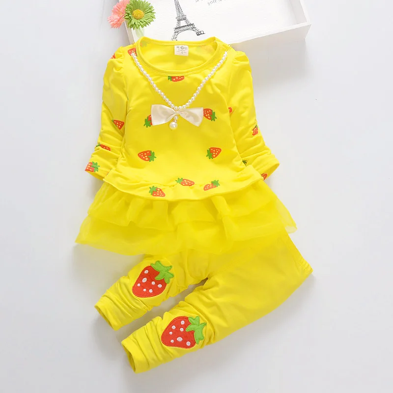 Весенний комплект одежды для маленьких девочек платье с длинным рукавом костюм