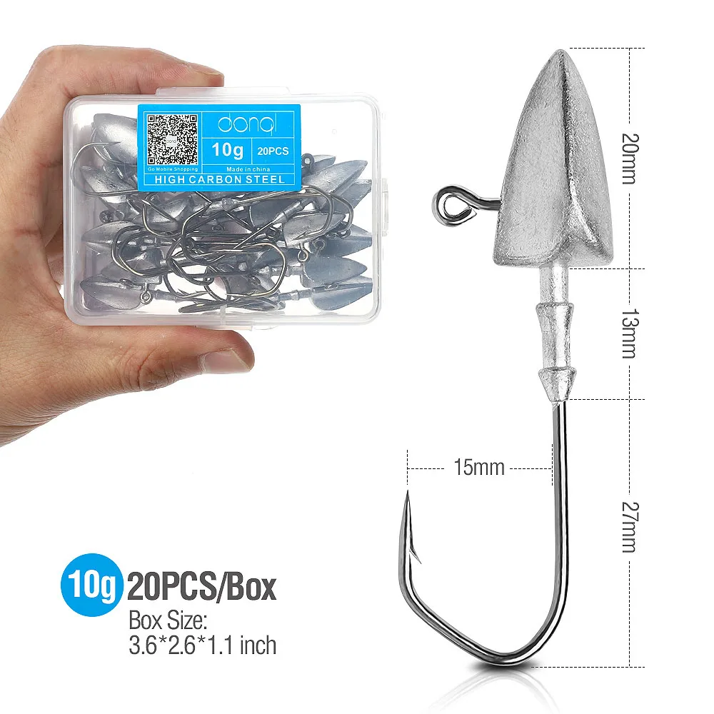 20pcs 10g DONQL 20 шт./компл. Lead Jig Head рыболовный крючок колючий Карп удочка 3,5g 5g 7g 10g 14g для Мягкая приманка в виде червей рыболовный крючок рыболовные снасти - Цвет: 20pcs 10g