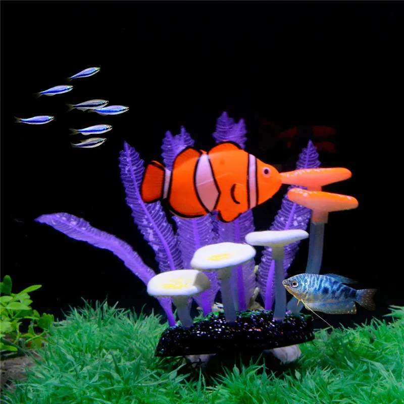 

Aquarium Mushroom Coral Fish Tank Ornaments Resin Fish Aquarium Decoration Glowing Corals Plant Aquarium Landscaping Accessories