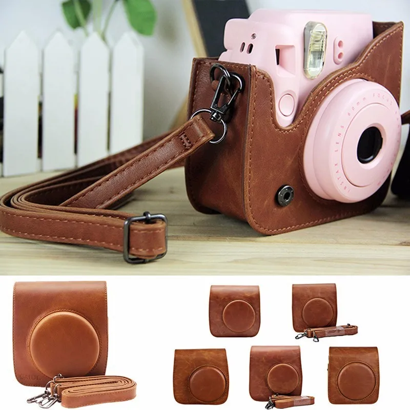 Коричневая сумка из искусственной кожи для камеры Instax ремешок чехол защитный