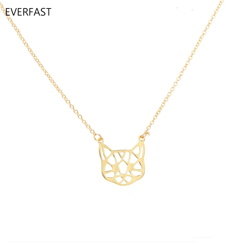 Everfast 1 шт. оригами Cat Голова подвеска Воротник Ожерелье милый маленький полый