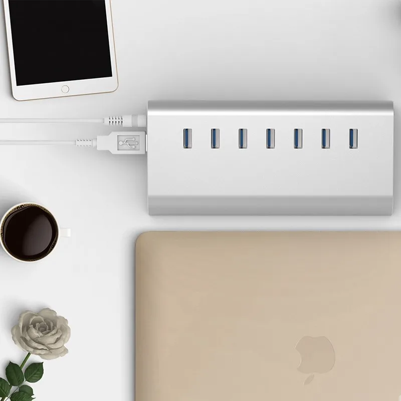 USB 3 0 концентратор 7 Порты сплиттер адаптер 5 Гбит/с супер Скорость алюминий