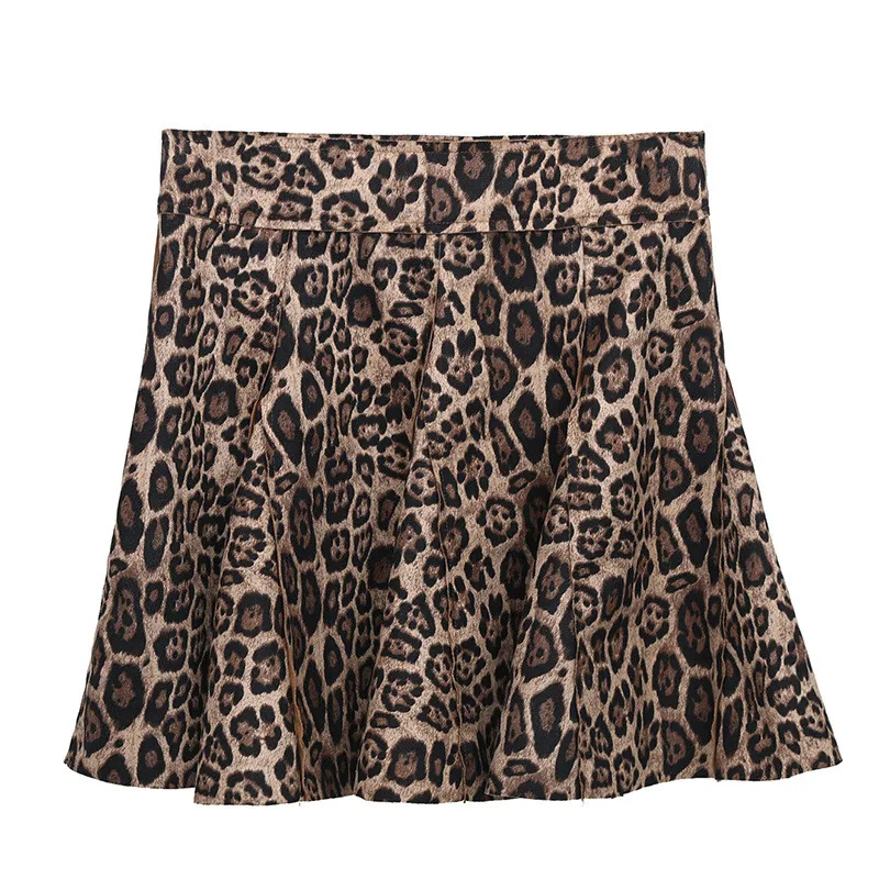 

Leopard Print Suede Skirt Women High Waist Side Zipper Vintage A-line Mini Skirt Plus Size Short Black Mujer Comfortable Skirt