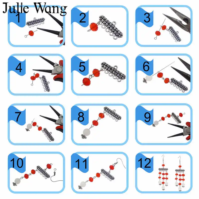 Julie Wang 1 коробка каменные бусины крючок для ушей Колечки аксессуары изготовления