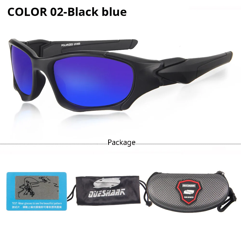 Blue QUESHARK, велосипедные очки, спортивные, тактические, военные, поляризационные, велосипедные солнцезащитные очки, мужские, HD, для кемпинга, верховой езды, очки, велосипедные очки - Цвет: Blue