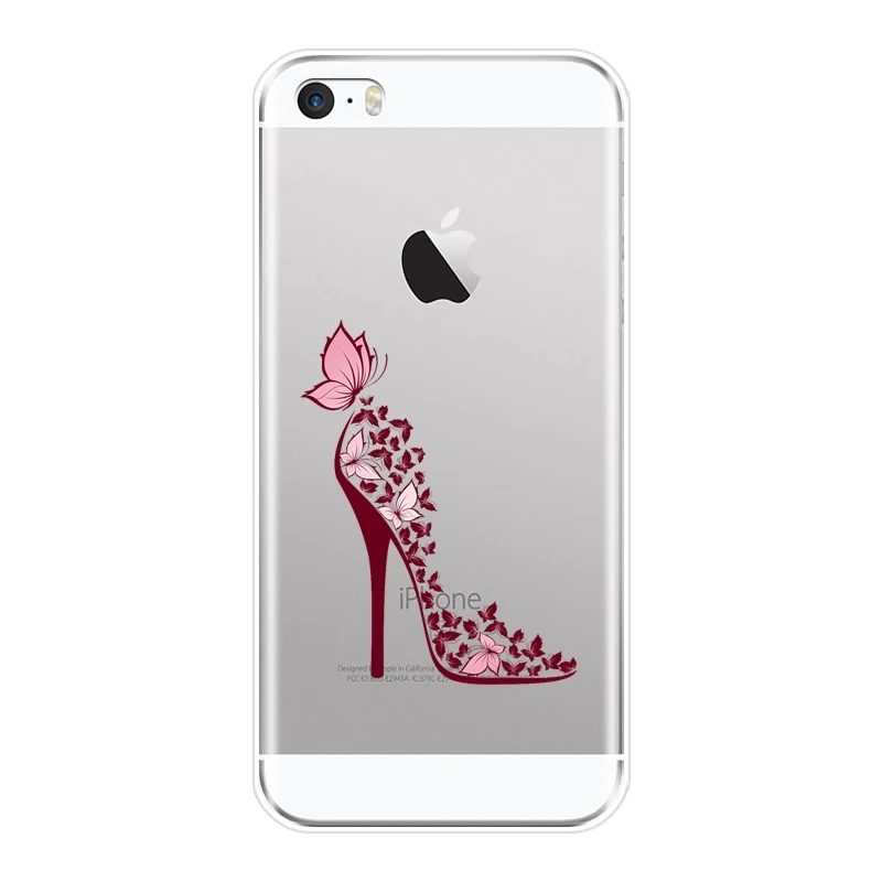 Чехол для Телефона iPhone 5 S 5C задняя крышка из мягкого силикона с черным сердцем