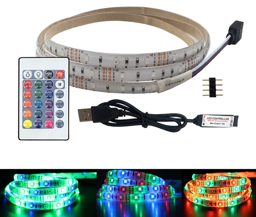 USB мини 3key Светодиодная лента DC 5 В гибкий светильник 60 Светодиодный s 50 см 1 м 2 м 3 м 4 м 5 м SMD 2835 Настольный Декор экран ТВ фоновый светильник ing