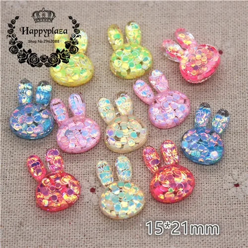rabbit 20pcs 20 шт среднего размера Новые разноцветные блестящие полимерные цветы/бант/кролик/ракушка/Сердце плоские с оборота кабошон Сделай Сам телефон/Ремесло Украшение - Цвет: rabbit 20pcs