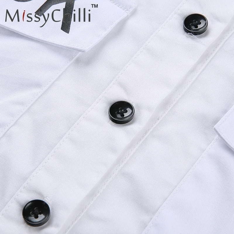 Женская уличная блузка MissyChilli элегантная белая с короткими рукавами и карманами