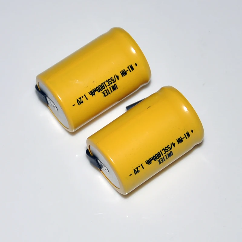 16PCS Sub C 4/5SC 1.2V rechargeable battery 1800mah 4/5 SC ni-mh nimh cell with welding pins tab for electric drill | Электроника