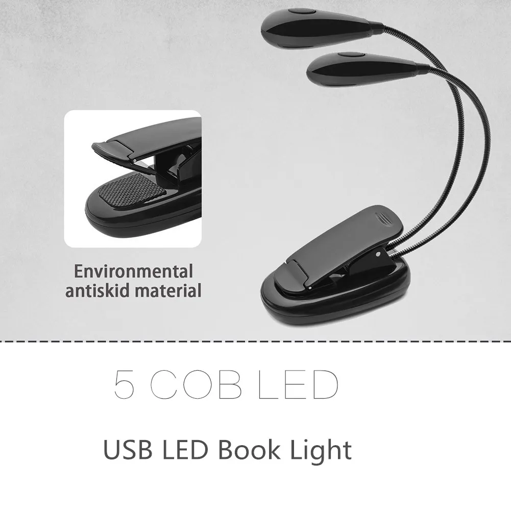 

LED Table Light USB Flexible Clip On Desk Reading Lamp Battery Operated Book Light For Kindle Study Notebook eBook Reader Light