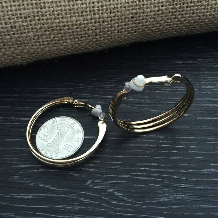 Три ряда больших круглых зажимов серьги не пирсинг клипсы для ушей кусация