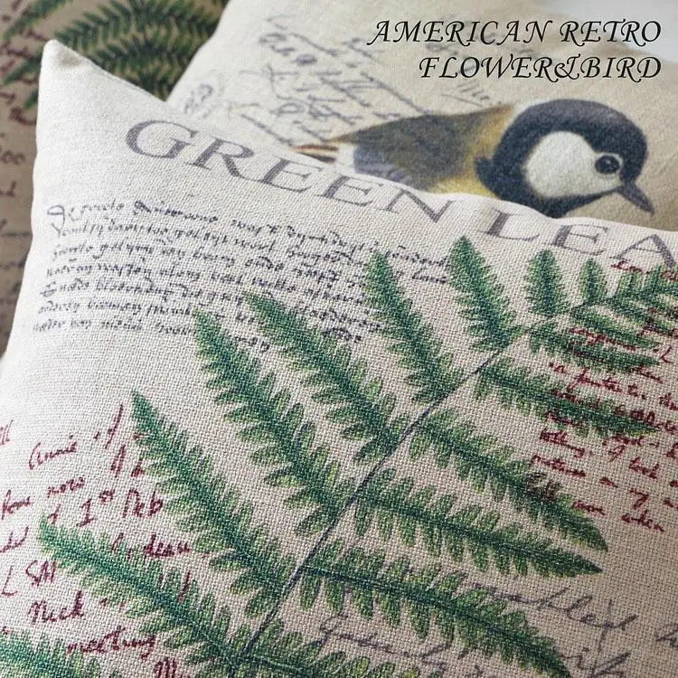 Подушка с изображением цветов американской деревни оригинальная льняная