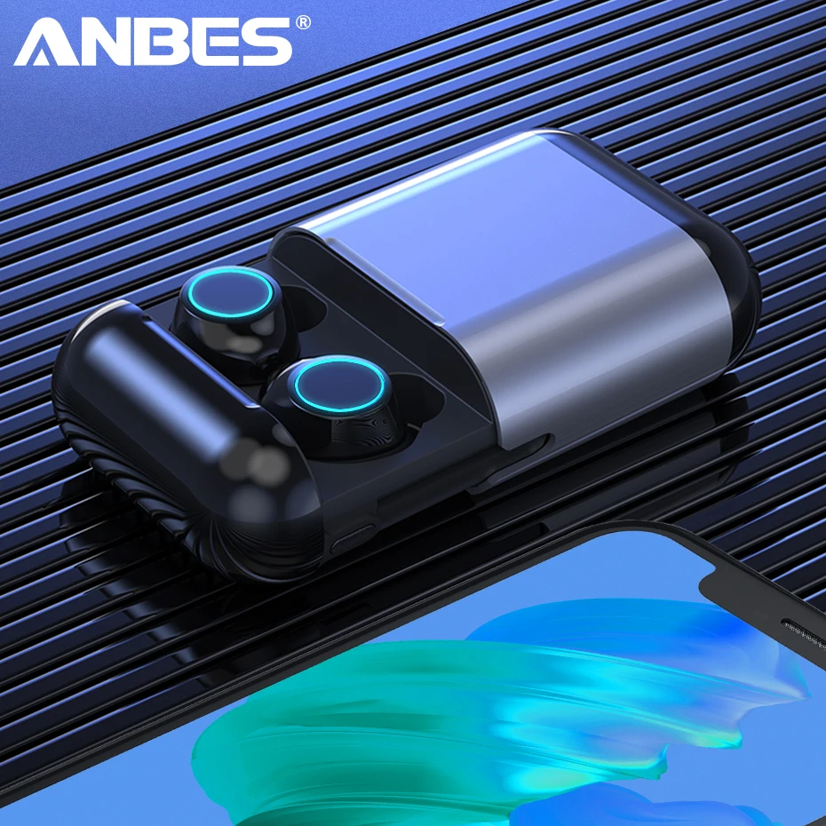 ANBES Bluetooth наушники TWS беспроводные стереонаушники с микрофоном и зарядным