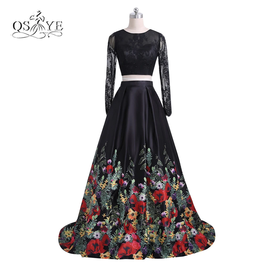 2018 Новое модное Цветочное платье с цветочным принтом из двух частей для