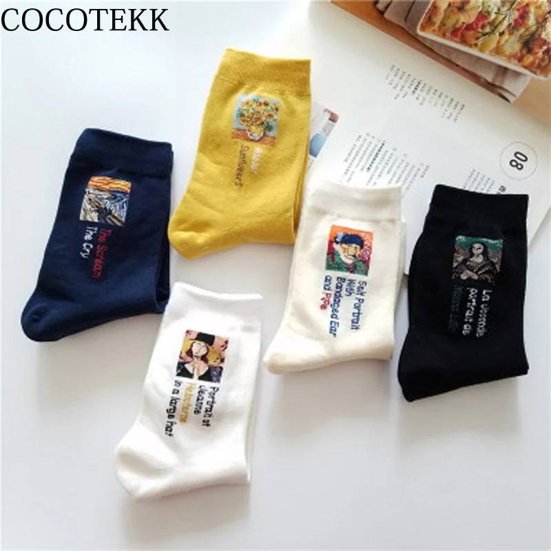 2018 новые модные дизайнерские женские носки COCOTEKK с абстрактными масляными