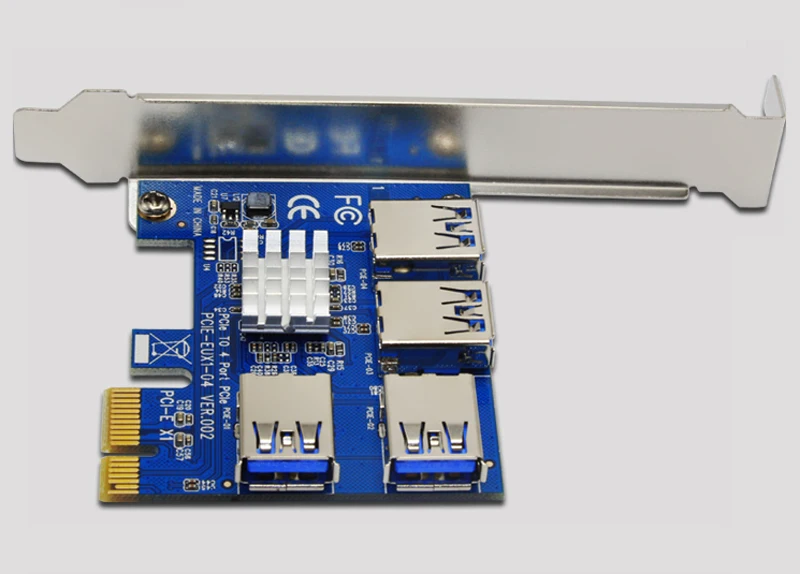 PCI Express Райзер карта 1 до 4 PCIe 16X USB 3 0 E адаптер Порт множитель преобразователь для